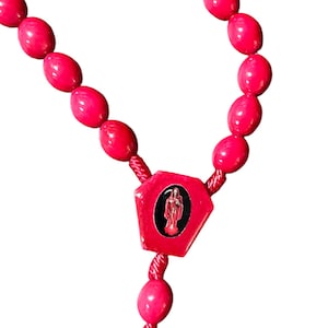 Santa Muerte Red La Roja Rosario Rosary Negro Black Necklace Santisima ...