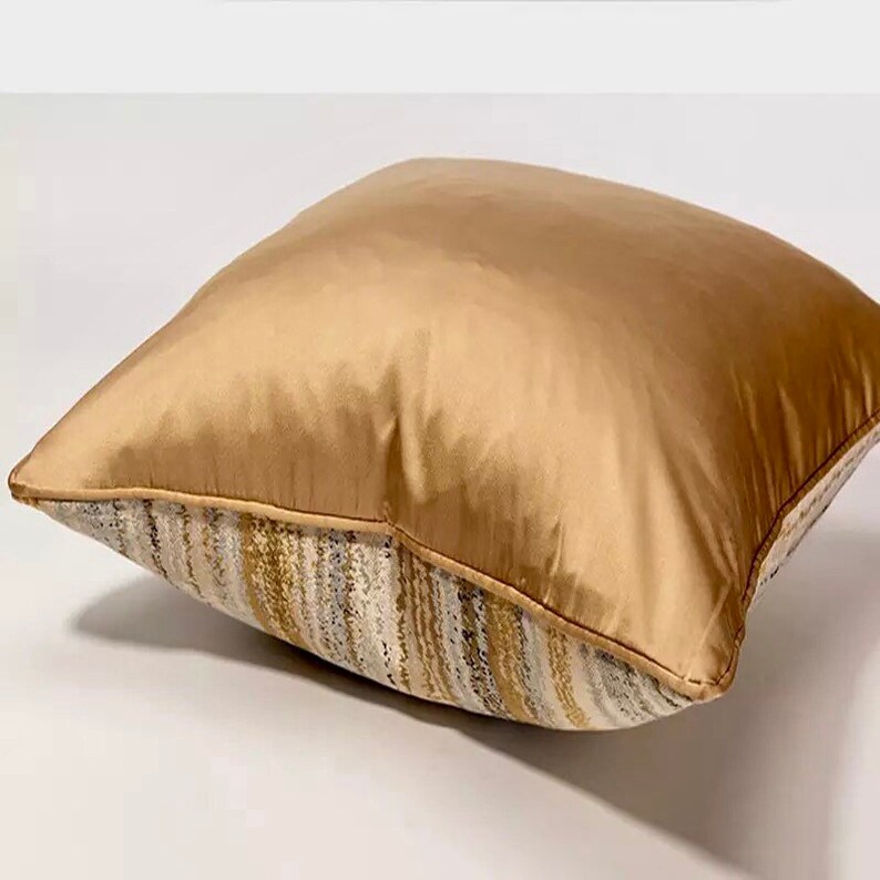 Striped Gold Color Pillow Cover Modern Luxury Velvet Pillow Designer
