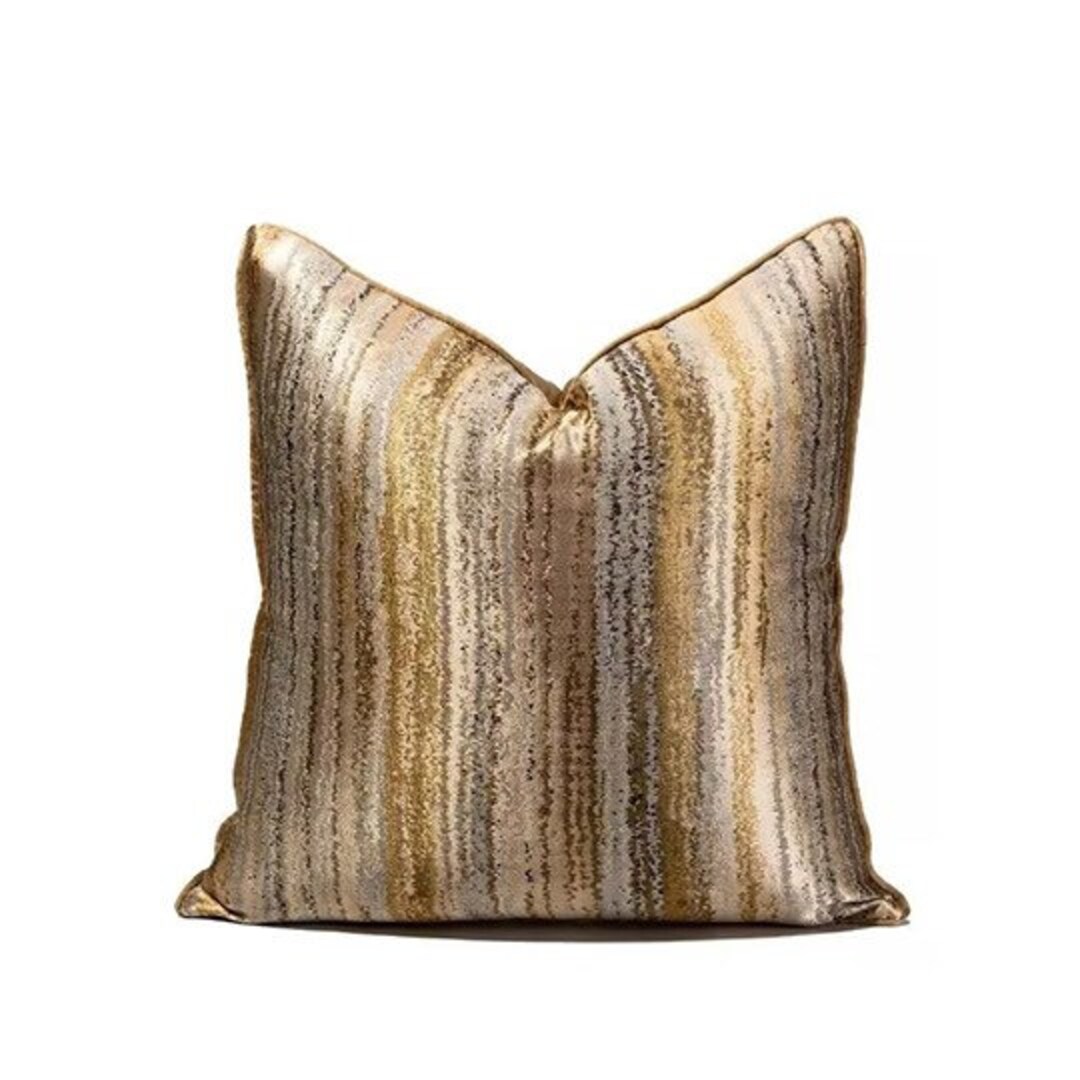 Striped Gold Color Pillow Cover Modern Luxury Velvet Pillow Designer