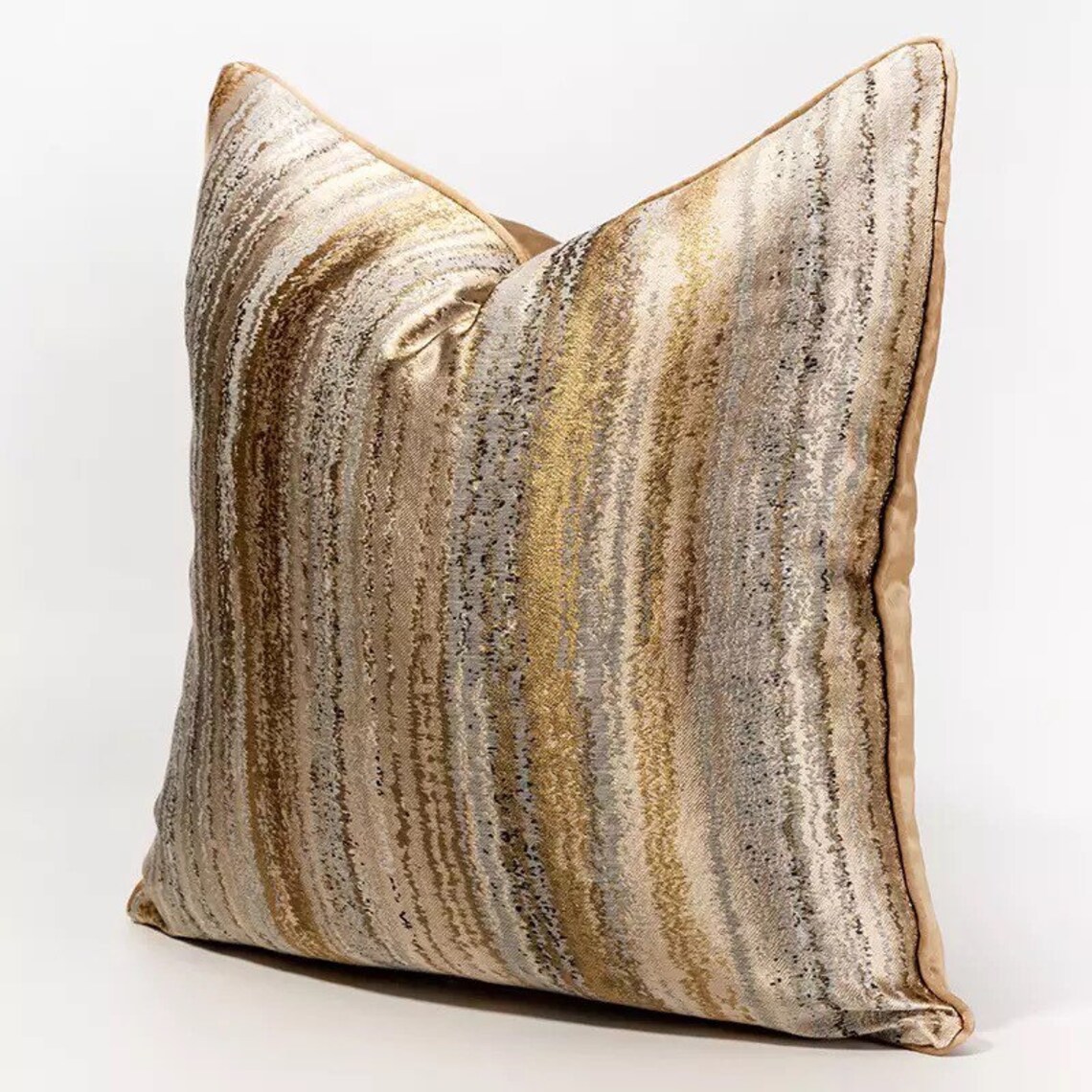 Striped Gold Color Pillow Cover Modern Luxury Velvet Pillow Designer