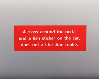Pegatina para parachoques con cruz y pez: Reflexión cristiana - Vinilo duradero