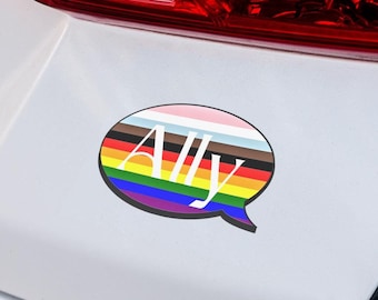 Pegatina de aliado LGBTQIA+ / Expresa tu apoyo, vinilo para interiores y exteriores
