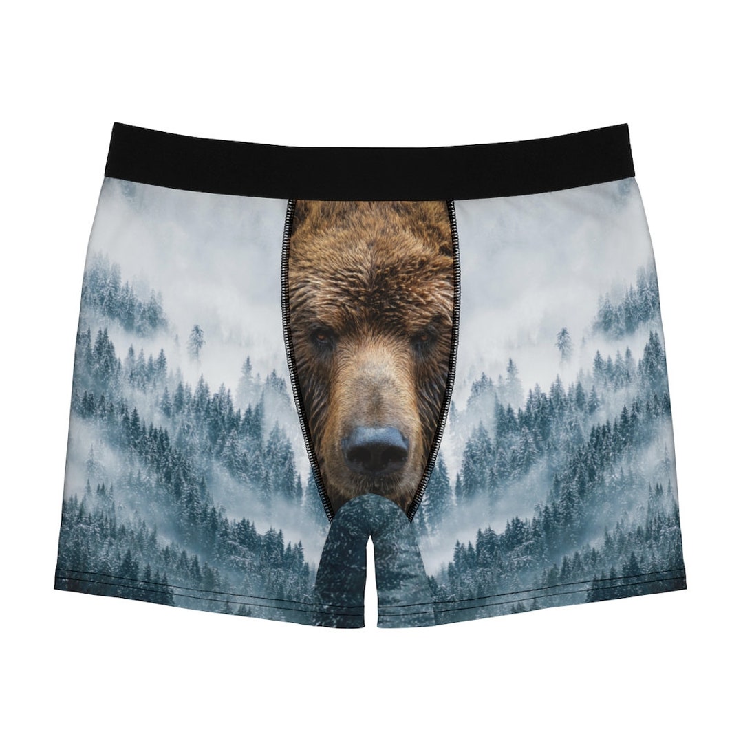 Grizzly Bear Men's Boxer Briefs, Funny Underwear, Men's Underwear, Gift