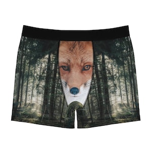 Fox Print Men&#39;s Boxer Slips, Grappig ondergoed, heren ondergoed, cadeau voor hem, grap cadeau, sexy vos, harige, foxy