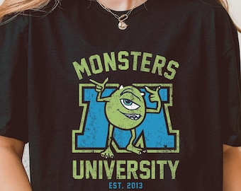 Monsters University Shirt, Mike Wazowski Tee, Funny Monster T-shirt, Pixar Movie Graphic Tee, Vintage College Shirt, Cartoon Fan Gift