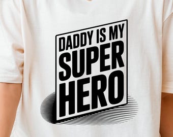 Camiseta "Papá es mi superhéroe" con texto de cómic, regalo para el Día del Padre, ideal para hijo o hija.