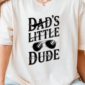 Dads Little Dude Shirt With Sunglasses, Cool Son Matching T-Shirt, Funny Fathers Day Toddler Outfit, Baby Gift For Dad