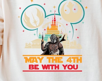 May The 4th Be With You Disney Castle Shirt, Star Wars Tee With Mandalorian Theme, Family Matching Gift