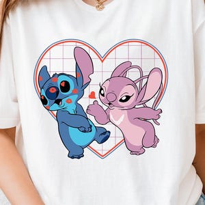 Stitch and Angel Heart Shirt – Disney Couple Tee, Lilo & Stitch Love Graphic, Cute Valentine Gift Idea