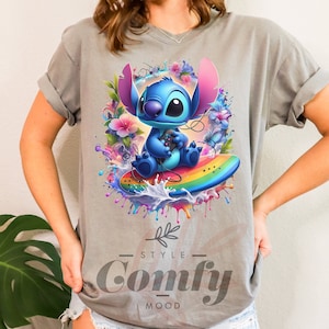 a woman wearing a t - shirt with an image of stitching stitching stitch