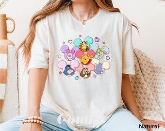 Winnie the Pooh and Friends Shirt - Pastel Disney Inspired Love Tee - Valentines Day Cute Cartoon T-Shirt for Her
