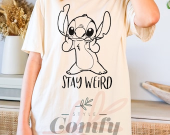 Disney Stitch Stay Weird Comfort Colors® Shirts, Lilo and Stitch, Stitch and Angel, Experiment 626, Disneyworld, Gift for Friends, Stitch