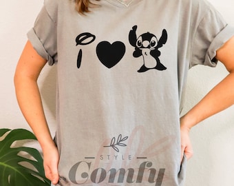 Disney I Love Stitch Comfort Colors® Shirts, Lilo and Stitch, Gift for Her, Disneyworld, Experiment 626, Stitch and Angel, Disney Family Tee