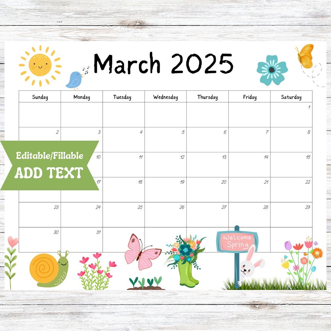 EDITABLE March 2025 Calendar Fillable Monthly Classroom Digital ...