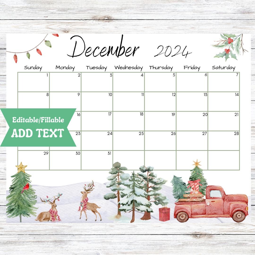 Editable December 2024 Calendar, Christmas Countdown, Fillable Printable Digital Download, Red Truck, Cute Christmas Tree, School Planner - Etsy editable-december-2024-calendar-christmas-countdown-fillable-printable-digital-download-red-truck-cute-christmas-tree-school-planner-etsy