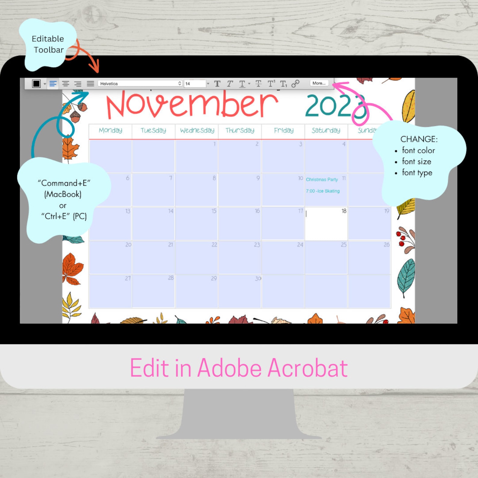 Editable January 2025 Calendar PDF Template, Winter 2025 Calendar, Printable January Calendar