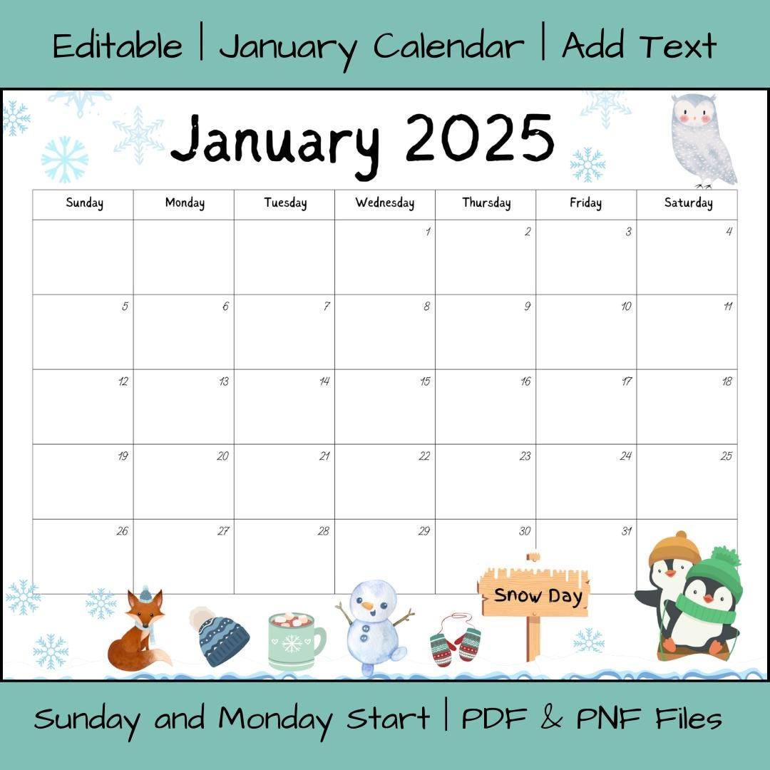 Editable January 2025 Calendar PDF Template, Winter 2025 Calendar, Printable January Calendar Template, Activity Calendar Rainbow Calendar - Etsy editable-january-2025-calendar-pdf-template-winter-2025-calendar-printable-january-calendar-template-activity-calendar-rainbow-calendar-etsy
