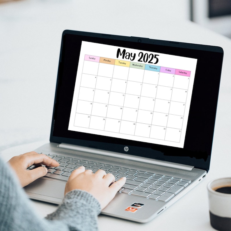 Editable May 2025 Calendar Printable Activity Planner, Rainbow ...