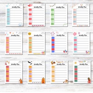 Editable Weekly Calendar Printable, Digital Download, Fillable PDF Template, To Do List, Daily Organizer, Yearly Planner, Monthly Checklist