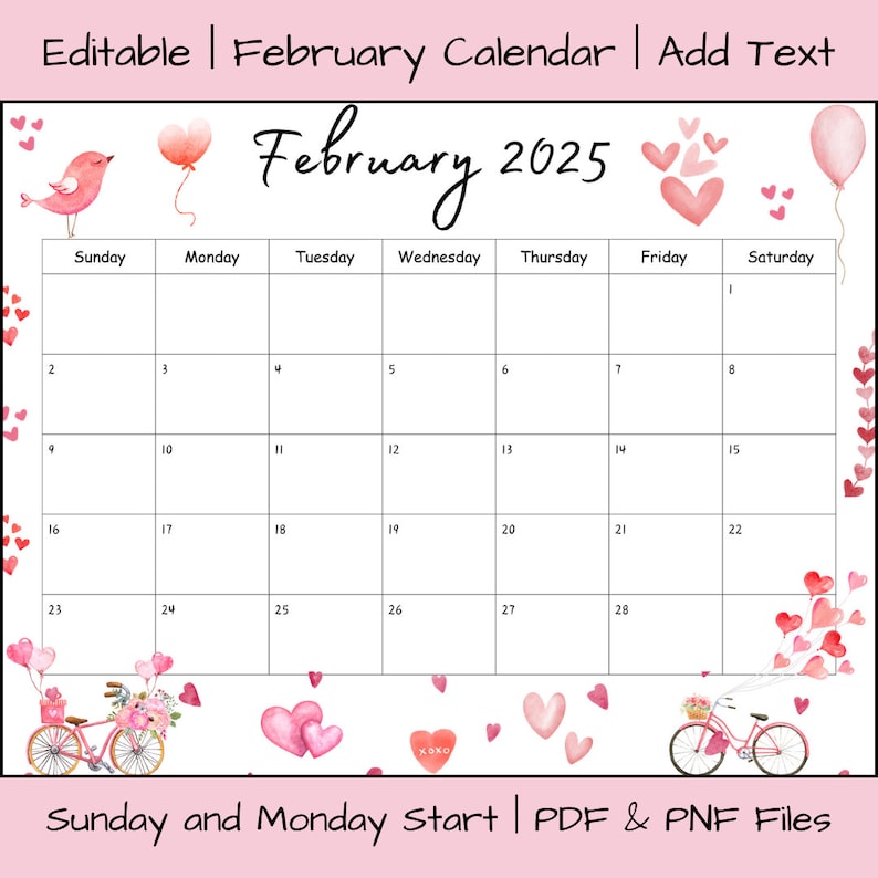Editable February 2025 Calendar Printable, Activity Planner, Classroom ...