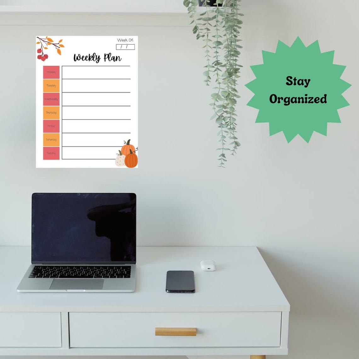 Weekly Planner Editable, Fall Printable Calendar, Instant Download PDF ...