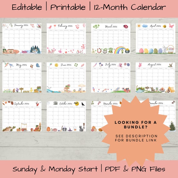 Editable January 2024 Calendar Printable, Activity Planner, Classroom  Calendar, Digital Download PDF Files, Family Organizer Fillable - Etsy