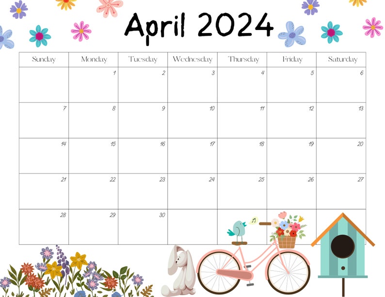 Editable April 2025 Calendar PDF Template, 2025 Calendar, Printable