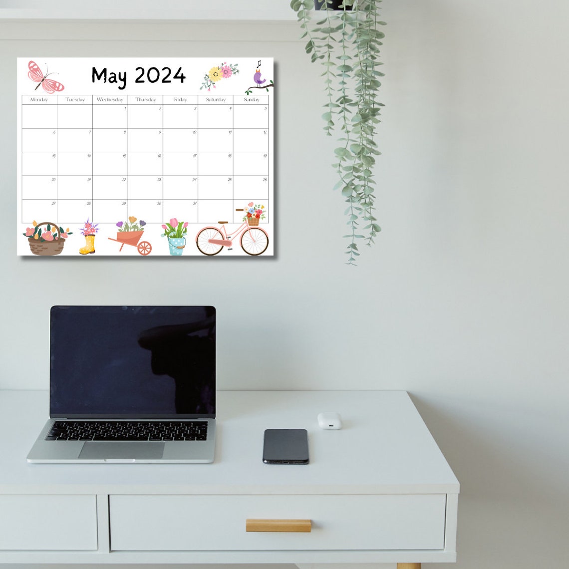 Editable may 2024 calendar printable wall calendar digital download