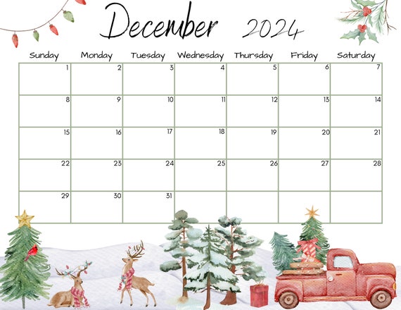 Editable December 2024 Calendar PDF Template, Christmas Countdown Calendar  2024, Printable December Calendar Template, Activity Calendar - Etsy