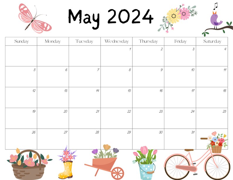 Editable 2024 Calendar Bundle, Printable January Calendar 2024, Whole