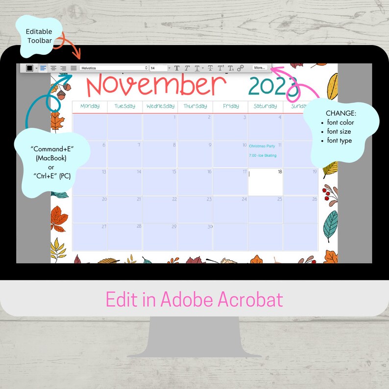 Editable December 2024 Calendar, Printable Christmas Countdown Template