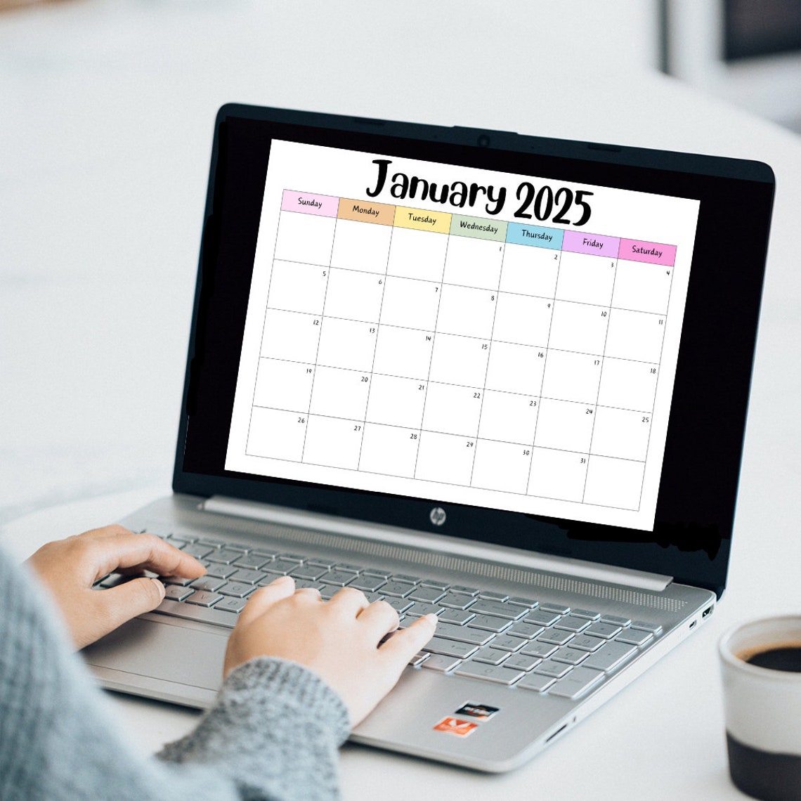 Editable January 2025 Calendar PDF Template, Winter 2025 Calendar, Printable January Calendar