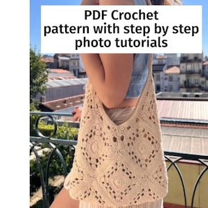 Crochet Bag Pattern, Granny Square Bag Pdf Pattern, Crochet Bag Project, Crochet Purse Pattern with Photo Tutorial, DIY Crochet Bag