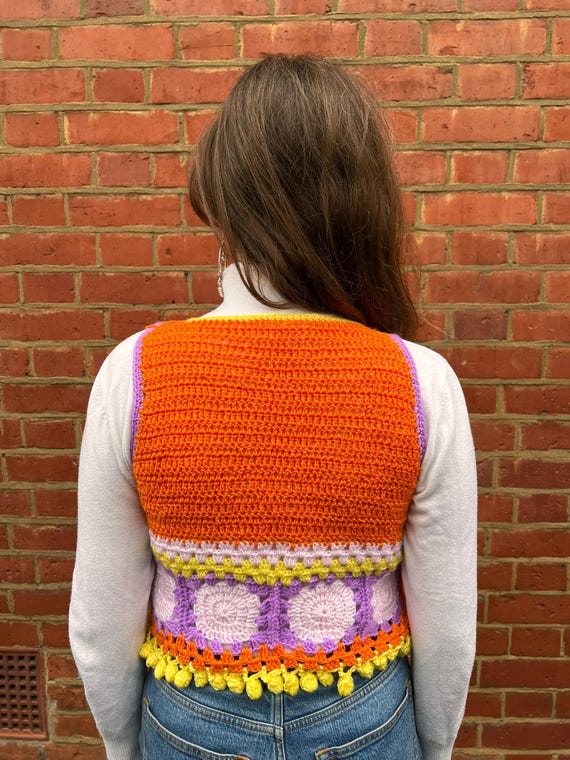 Crochet Pull Couleur Brique Femme Pull Carré Grand-mère, Gilet