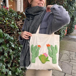 Personalized Punch Needle Lemon Tote Bag: Handmade Cotton Canvas image 7
