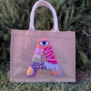 Bolsa de letras bordada personalizada, regalo personalizado, regalo de aniversario, idea de regalo para novia, regalo de cumpleaños para ella, bolsa de paja personalizada para mujer