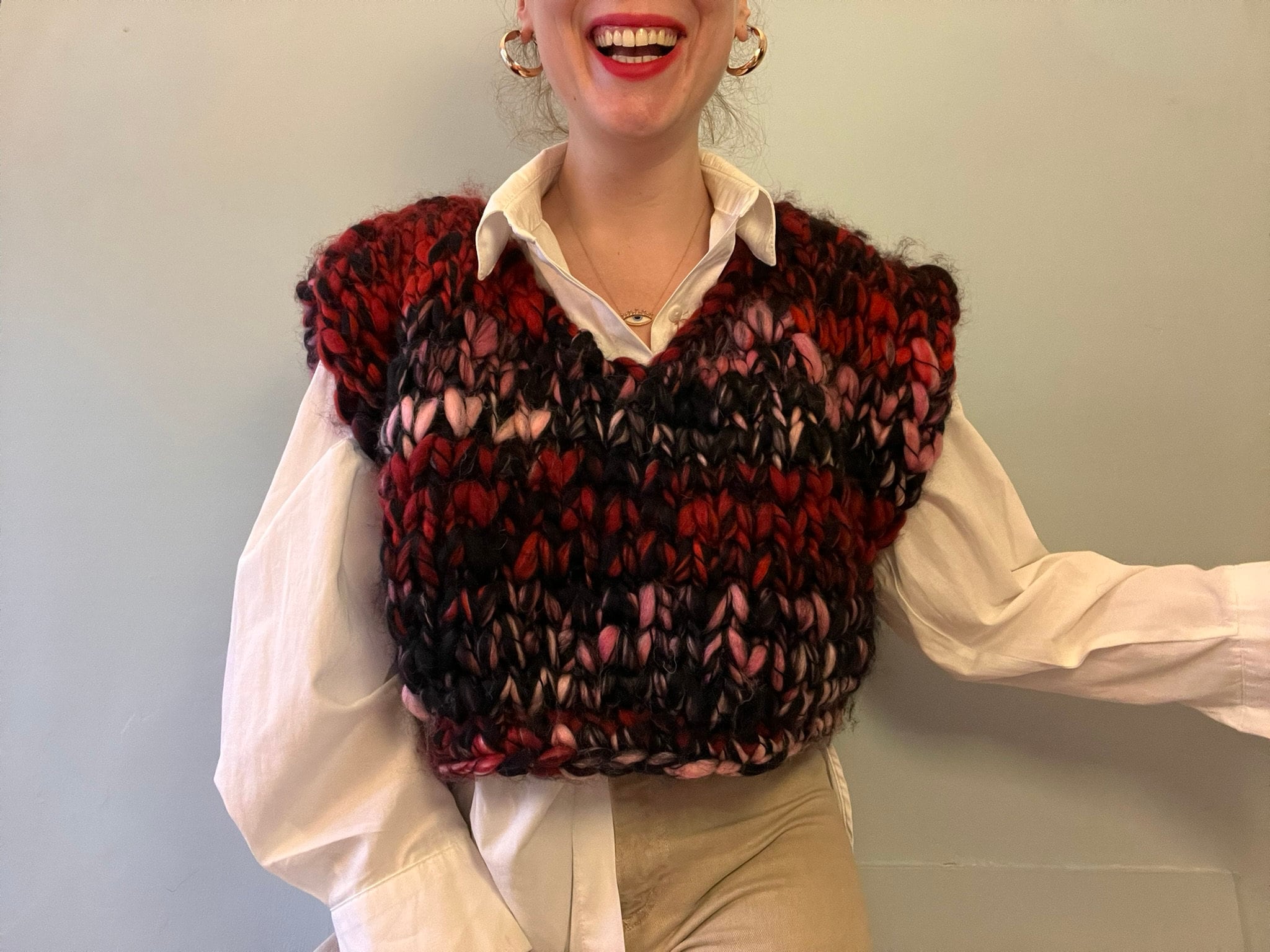 Hand-knitted Tie Dye Vest: Wool Blend Sleeveless Sweater - Etsy