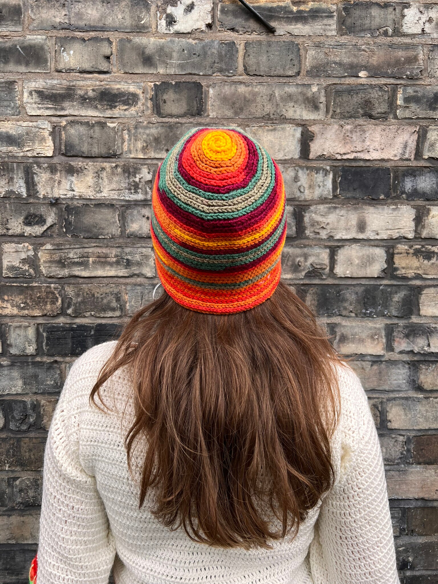 Handmade Rainbow Chunky Chenille Adult Beanie Quick chunky beanie crochet project main image 2