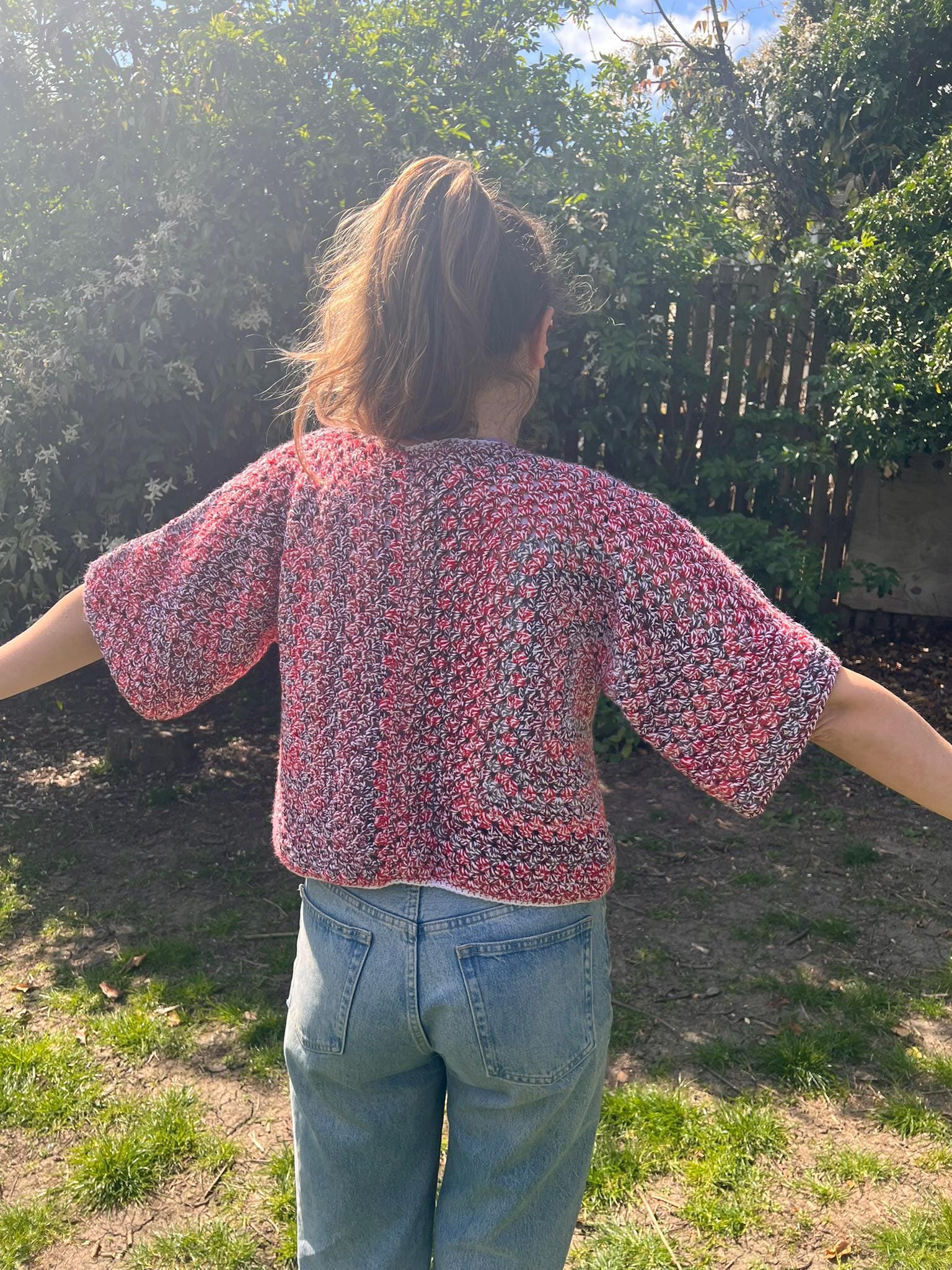 Handmade Tie Dye Knit Vest: Rainbow Striped Cotton Waistcoat 