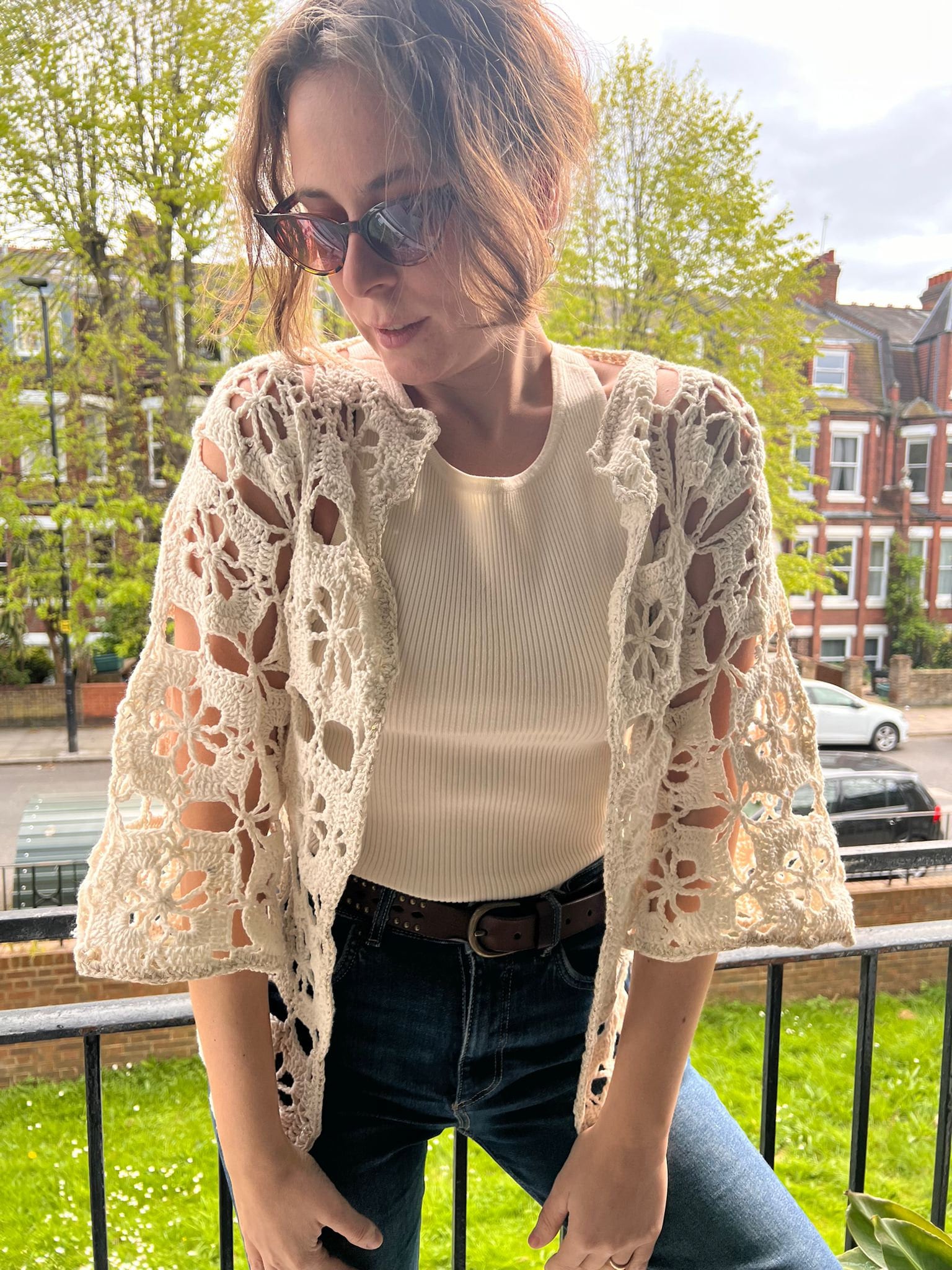Cream crochet cardigan new arrivals