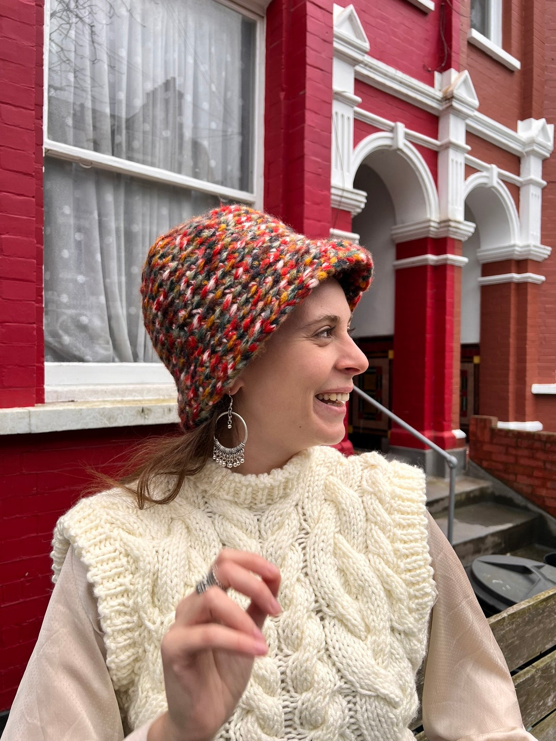 Handmade Chunky Knit Cotton Beanie: Oversized Crochet  display picture 1