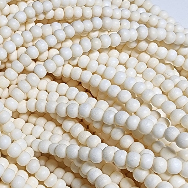 Bleached White Wood Beads, Wood Beads, round beads, DIY jewelry, necklace beads, bracelet beads, home accent beads, prayer beads, natural