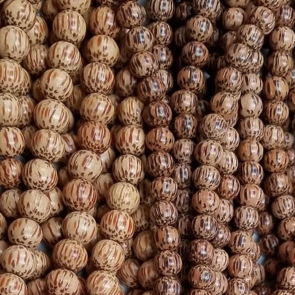 Palm Wood Round Beads, Palmwood, Beads, Wood Beads, 16in Strand, Home Decor, Jewelry, Crafts, Clothing, Prayer, 4mm, 6mm, 8mm, 10mm
