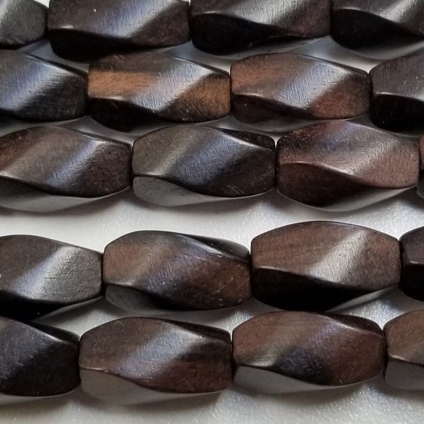 Twist Shape Beads, Wood Beads, Tiger Ebony, Bayong, Gray, White, Palmwood, Redwood, Rosewood, Necklace, Bracelet, Decor, Crafts, Jewelry