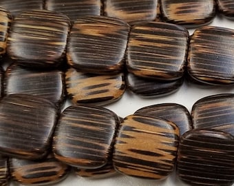 Flat-Square Wood Beads, 16mm, 16in strand, Jewelry/Decor/Craft Supplies