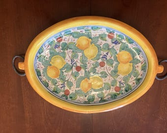 Piatto da portata ovale grande in ceramica vintage Armando Poggi Firenze Italia, 43 cm (17")