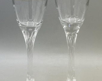 Par de copas de cristal Fratelli Fumo Italy vintage con incrustaciones de oro de 24 quilates.