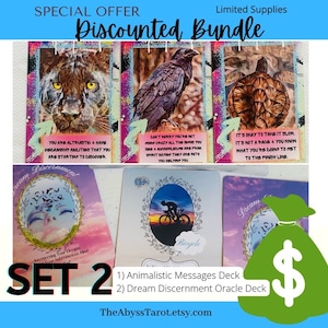 Bundle Set 2: Animal Deck and Dream Discernment Deck for Inner Healing, Love, Soulmates, Friendships, Karmic and Twin Flames