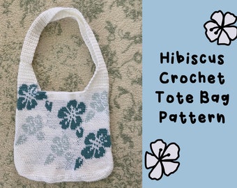 Crochet Hibiscus Flower Two Toned Tote Bag PDF Pattern