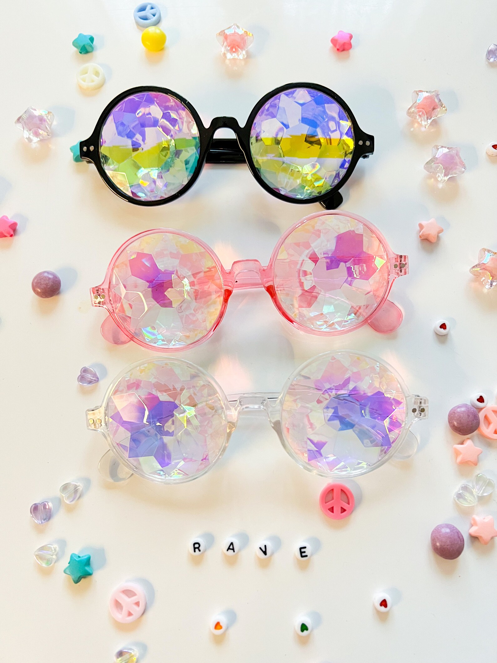 Kaleidoscope Glasses, Rave Sunglasses, Holographic Glasses, Diffraction ...